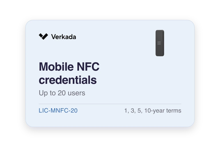 Verkada Mobile NFC credentials (up to 20 users)